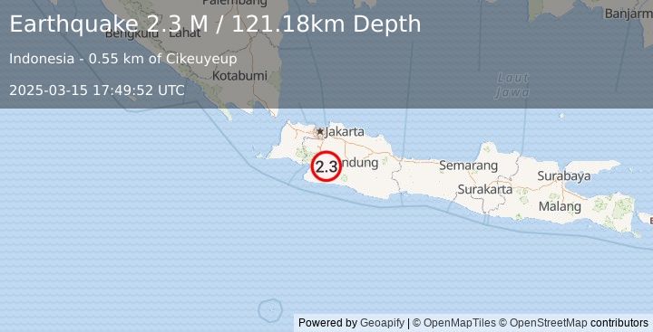 Earthquake Java, Indonesia (2.3 M) (2025-03-15 17:49:52 UTC)