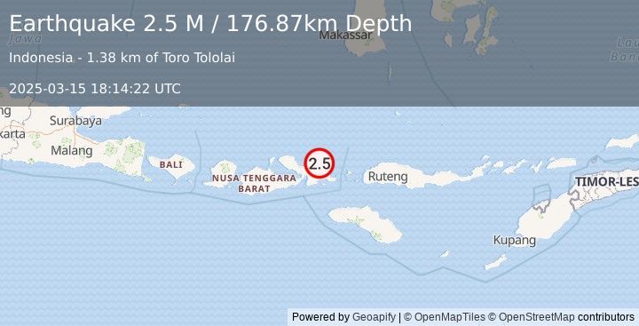 Earthquake Sumbawa Region, Indonesia (2.5 M) (2025-03-15 18:14:22 UTC)