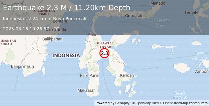 Earthquake Sulawesi, Indonesia (2.3 M) (2025-03-15 19:26:57 UTC)