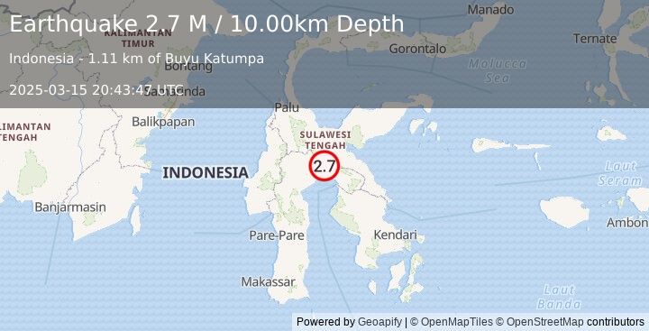 Earthquake Sulawesi, Indonesia (2.7 M) (2025-03-15 20:43:47 UTC)