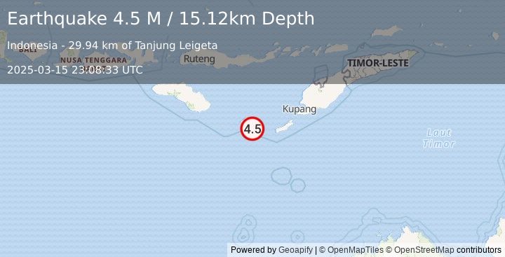 Earthquake Savu Sea (4.5 M) (2025-03-15 23:08:33 UTC)