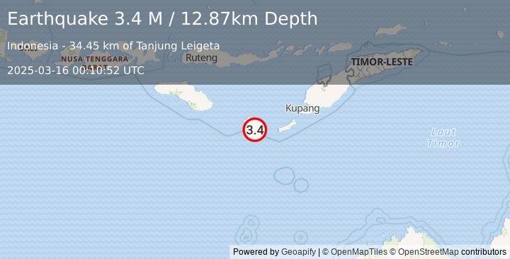 Earthquake Savu Sea (3.4 M) (2025-03-16 00:10:52 UTC)