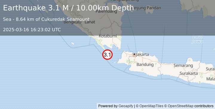 Earthquake Sunda Strait, Indonesia (3.1 M) (2025-03-16 16:23:02 UTC)