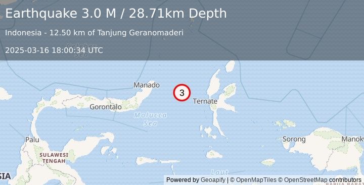 Earthquake Northern Molucca Sea (3.0 M) (2025-03-16 18:00:34 UTC)