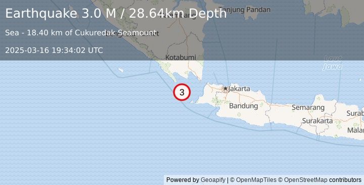 Earthquake Sunda Strait, Indonesia (3.0 M) (2025-03-16 19:34:02 UTC)