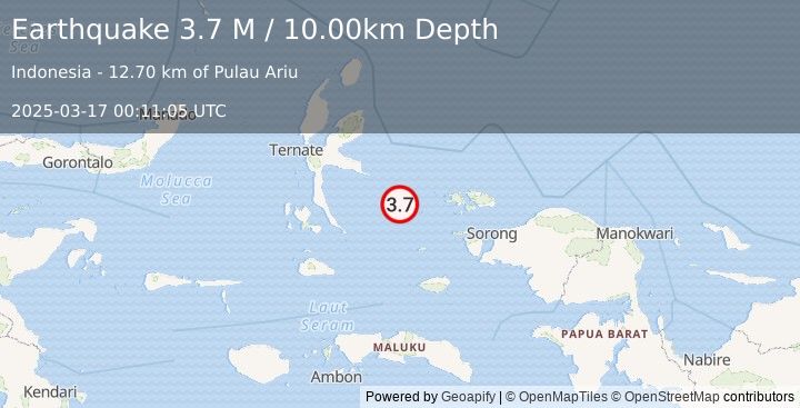 Earthquake Halmahera, Indonesia (3.7 M) (2025-03-17 00:11:05 UTC)