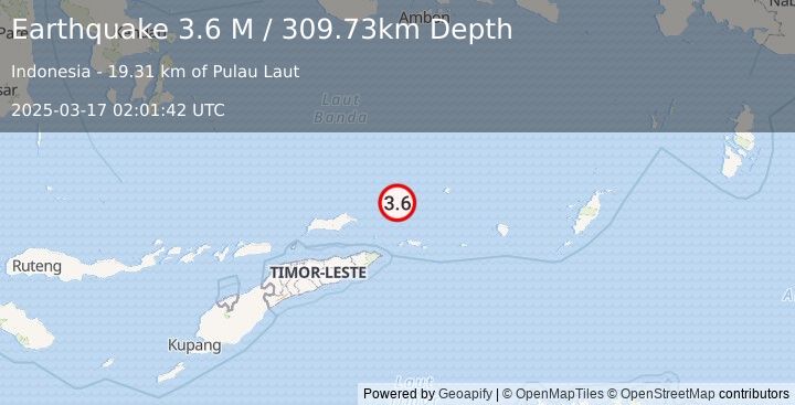 Earthquake Banda Sea (3.6 M) (2025-03-17 02:01:42 UTC)