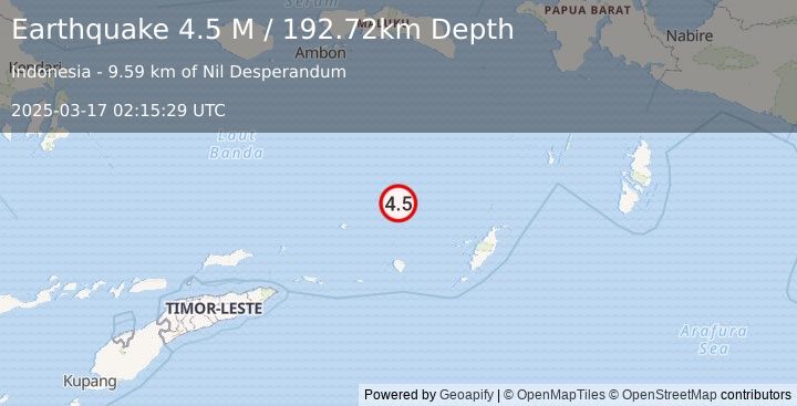 Earthquake Banda Sea (4.5 M) (2025-03-17 02:15:29 UTC)