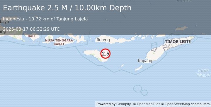 Earthquake Sumba Region, Indonesia (2.5 M) (2025-03-17 06:32:29 UTC)