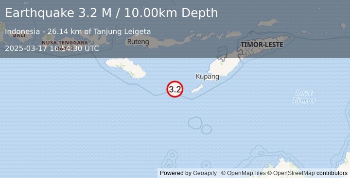 Earthquake Savu Sea (3.2 M) (2025-03-17 16:54:30 UTC)