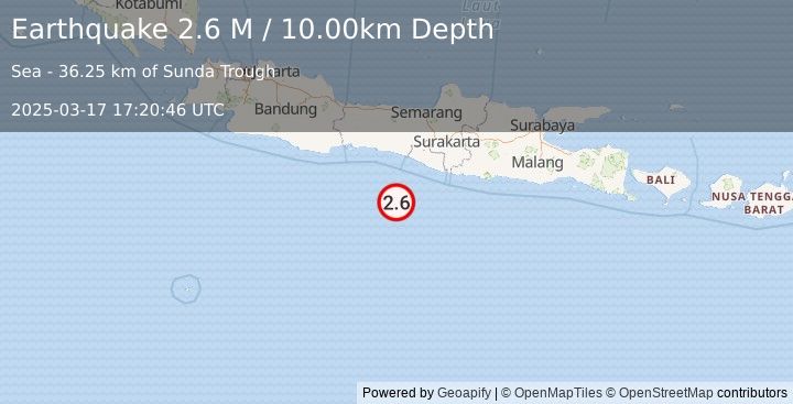 Earthquake Java, Indonesia (2.6 M) (2025-03-17 17:20:46 UTC)