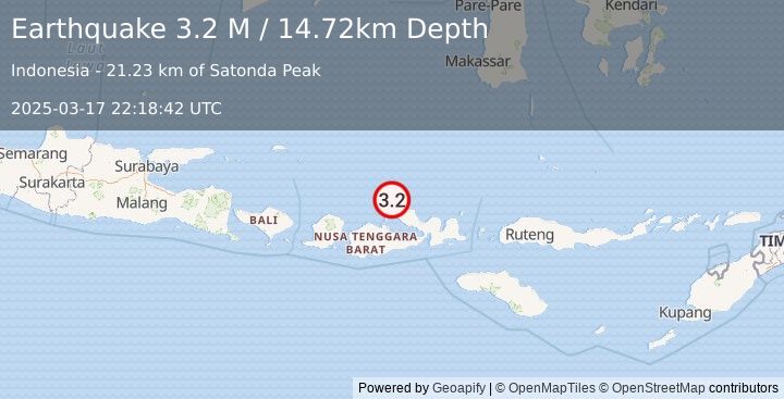 Earthquake Bali Sea (3.2 M) (2025-03-17 22:18:42 UTC)