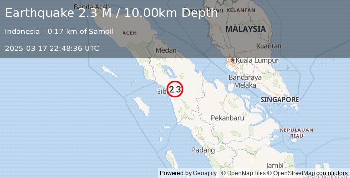 Earthquake Northern Sumatra, Indonesia (2.3 M) (2025-03-17 22:48:36 UTC)