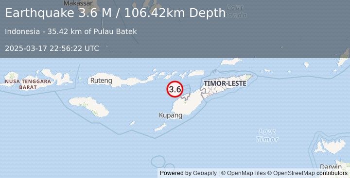 Earthquake Timor Region (3.6 M) (2025-03-17 22:56:22 UTC)