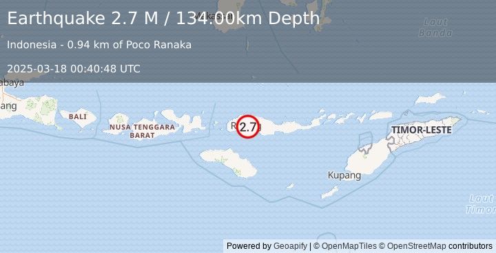 Earthquake Flores Region, Indonesia (2.7 M) (2025-03-18 00:40:48 UTC)