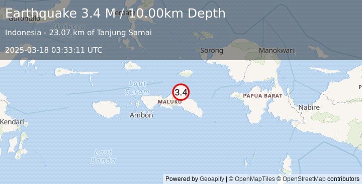 Earthquake Seram, Indonesia (3.4 M) (2025-03-18 03:33:11 UTC)