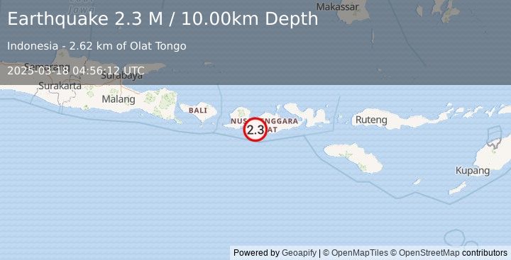 Earthquake Sumbawa Region, Indonesia (2.3 M) (2025-03-18 04:56:12 UTC)