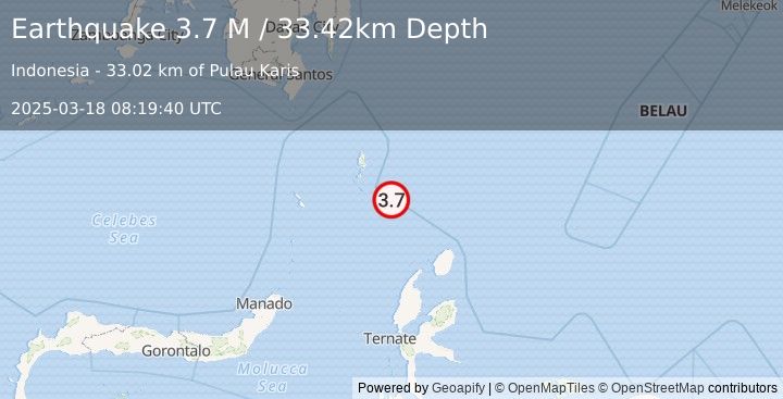 Earthquake Talaud Islands, Indonesia (3.7 M) (2025-03-18 08:19:40 UTC)