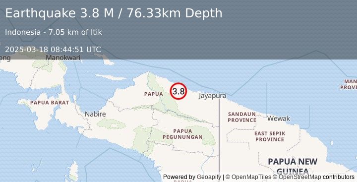 Earthquake Near North Coast of West Papua (3.8 M) (2025-03-18 08:44:51 UTC)