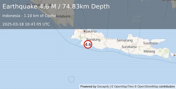 Earthquake Java, Indonesia (4.7 M) (2025-03-18 10:41:05 UTC)