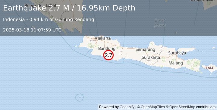 Earthquake Java, Indonesia (2.7 M) (2025-03-18 11:07:59 UTC)