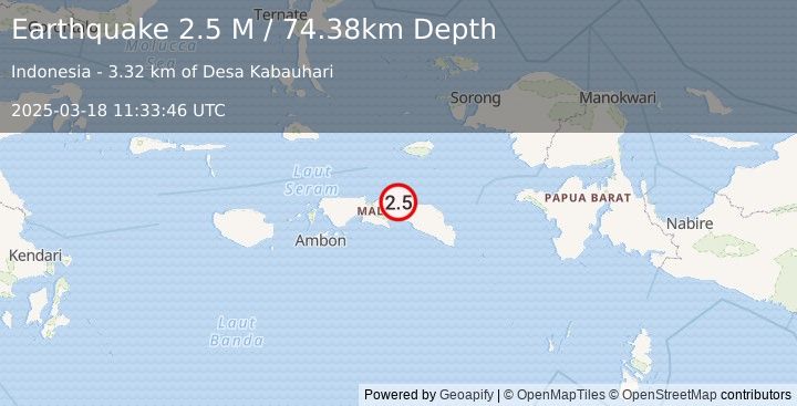 Earthquake Seram, Indonesia (2.5 M) (2025-03-18 11:33:46 UTC)