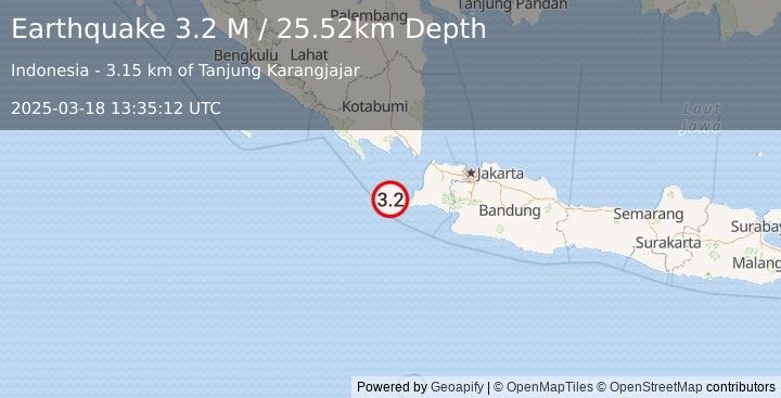 Earthquake Sunda Strait, Indonesia (3.2 M) (2025-03-18 13:35:12 UTC)