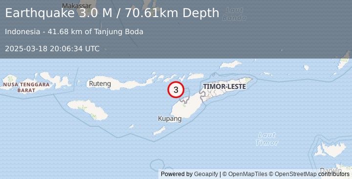 Earthquake Flores Region, Indonesia (3.0 M) (2025-03-18 20:06:34 UTC)