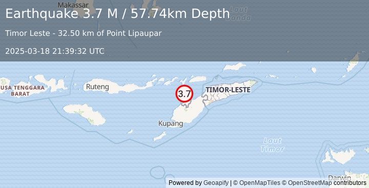 Earthquake Timor Region (3.7 M) (2025-03-18 21:39:32 UTC)