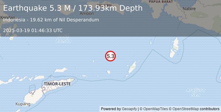 Earthquake Banda Sea (5.3 M) (2025-03-19 01:46:33 UTC)