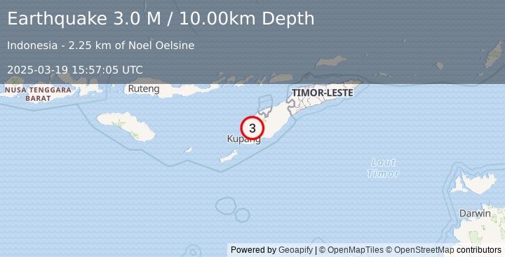 Earthquake Timor Region (3.0 M) (2025-03-19 15:57:05 UTC)