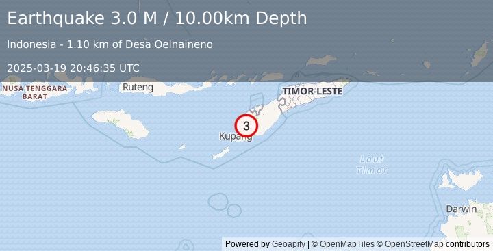 Earthquake Timor Region (3.0 M) (2025-03-19 20:46:35 UTC)