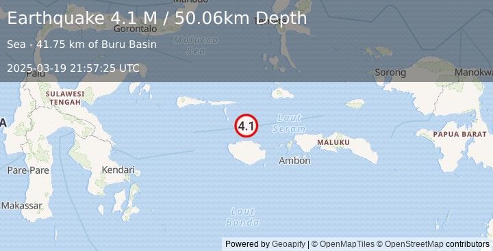 Earthquake Ceram Sea (4.1 M) (2025-03-19 21:57:25 UTC)