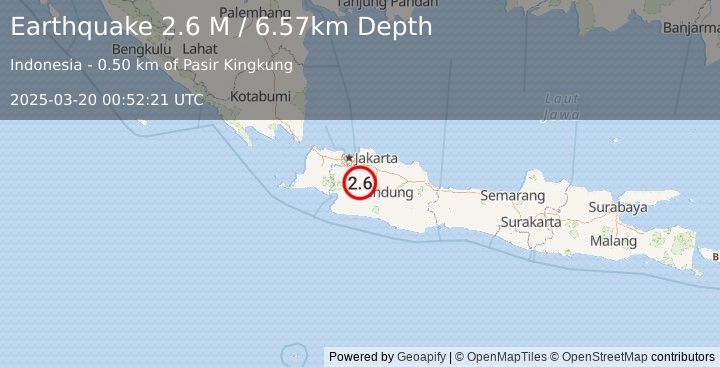 Earthquake Java, Indonesia (2.6 M) (2025-03-20 00:52:21 UTC)