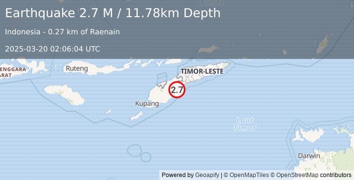 Earthquake Timor Region (2.7 M) (2025-03-20 02:06:04 UTC)