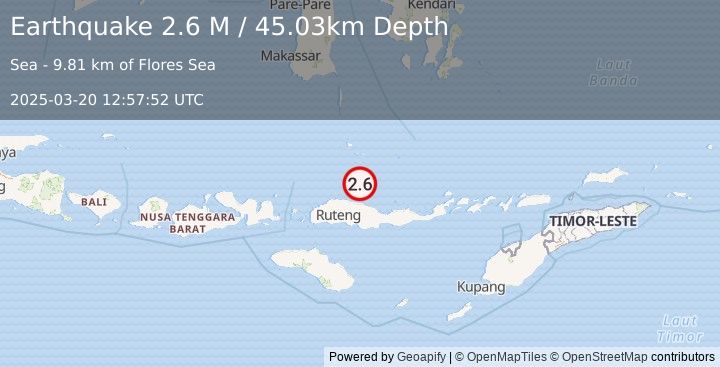 Earthquake Flores Sea (2.6 M) (2025-03-20 12:57:52 UTC)