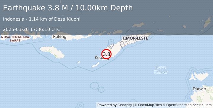 Earthquake Timor Region (3.7 M) (2025-03-20 17:36:09 UTC)