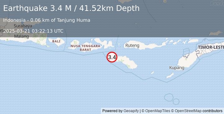 Earthquake Sumba Region, Indonesia (3.4 M) (2025-03-21 03:22:13 UTC)