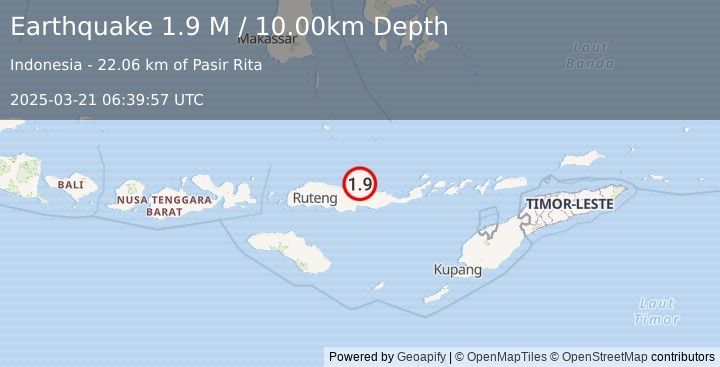 Earthquake Flores Region, Indonesia (1.9 M) (2025-03-21 06:39:57 UTC)