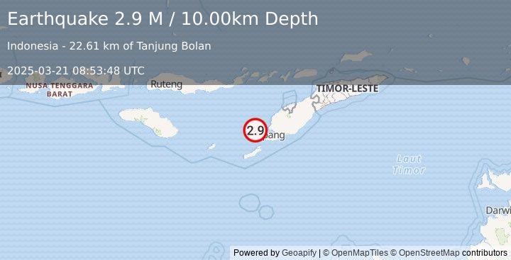 Earthquake Timor Region (2.8 M) (2025-03-21 08:53:55 UTC)