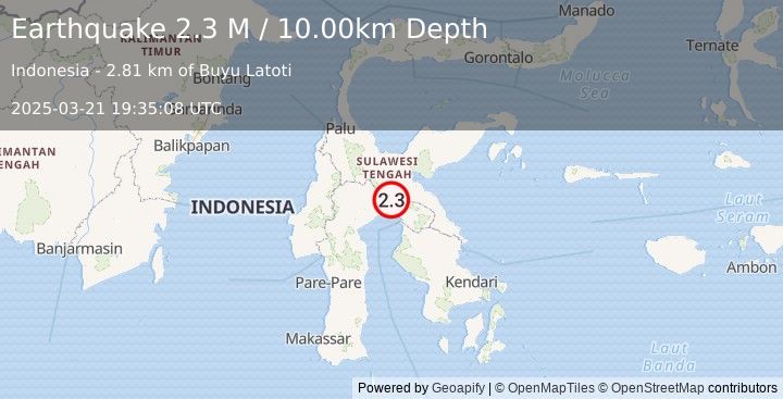 Earthquake Sulawesi, Indonesia (2.3 M) (2025-03-21 19:35:08 UTC)