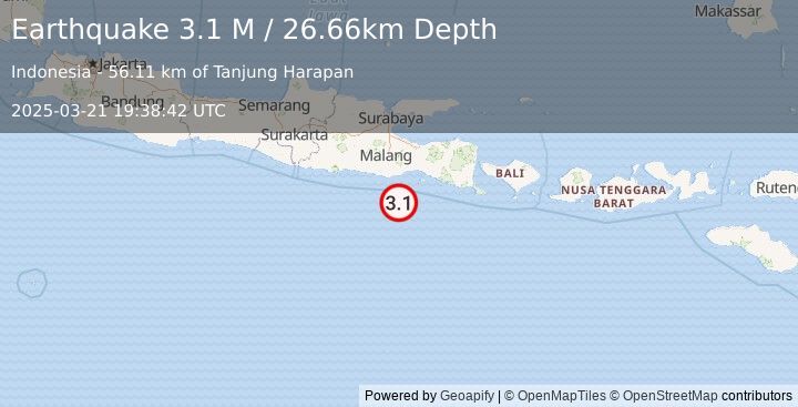 Earthquake Java, Indonesia (3.1 M) (2025-03-21 19:38:42 UTC)