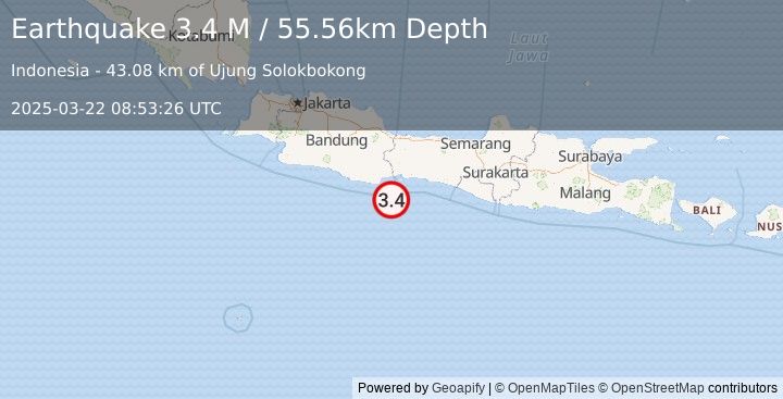 Earthquake Java, Indonesia (3.4 M) (2025-03-22 08:53:26 UTC)