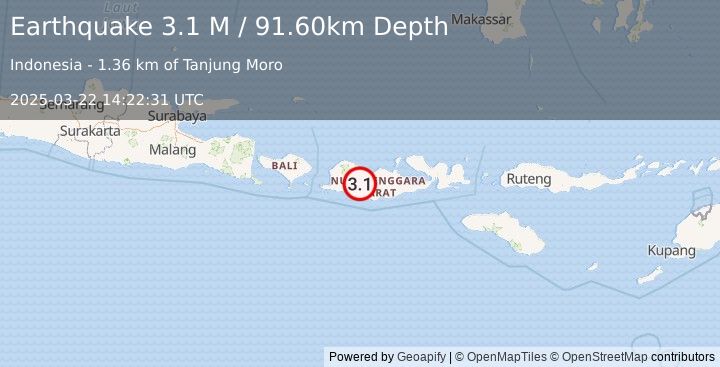 Earthquake Sumbawa Region, Indonesia (3.1 M) (2025-03-22 14:22:31 UTC)