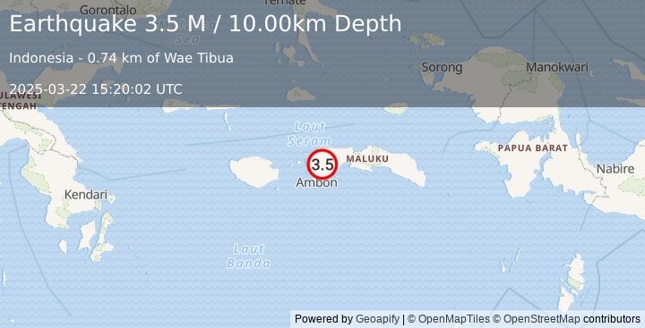 Earthquake Seram, Indonesia (3.5 M) (2025-03-22 15:20:02 UTC)