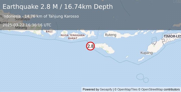 Earthquake Sumbawa Region, Indonesia (2.8 M) (2025-03-22 16:36:16 UTC)