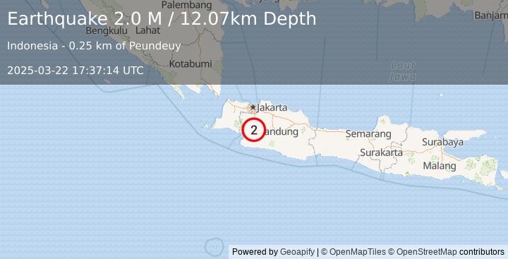 Earthquake Java, Indonesia (2.0 M) (2025-03-22 17:37:14 UTC)