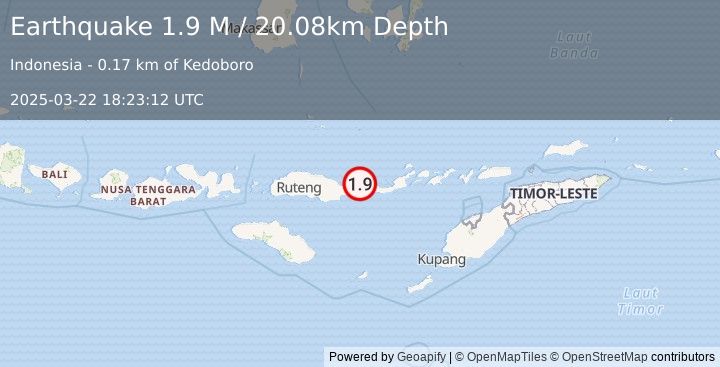 Earthquake Flores Region, Indonesia (1.9 M) (2025-03-22 18:23:12 UTC)