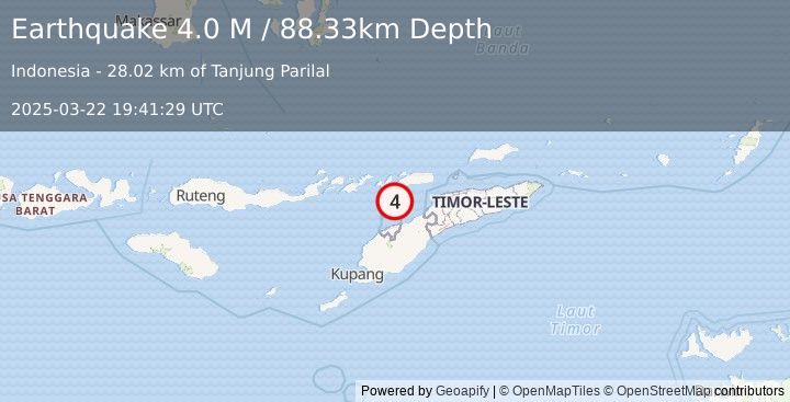 Earthquake Timor Region (4.0 M) (2025-03-22 19:41:29 UTC)