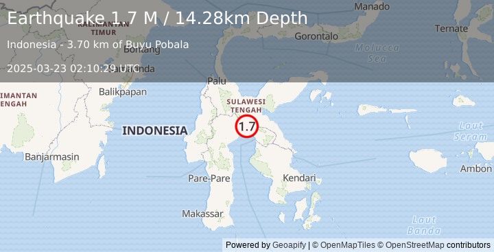 Earthquake Sulawesi, Indonesia (1.7 M) (2025-03-23 02:10:29 UTC)